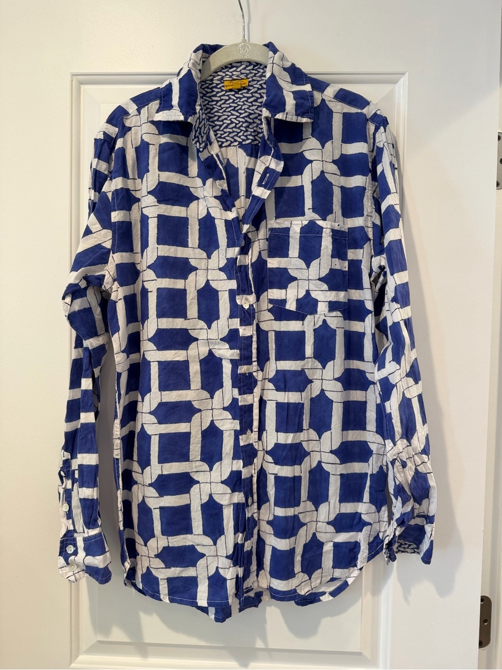 Roberta Roller Rabbit Blue and White Cotton Button-Down Shirt